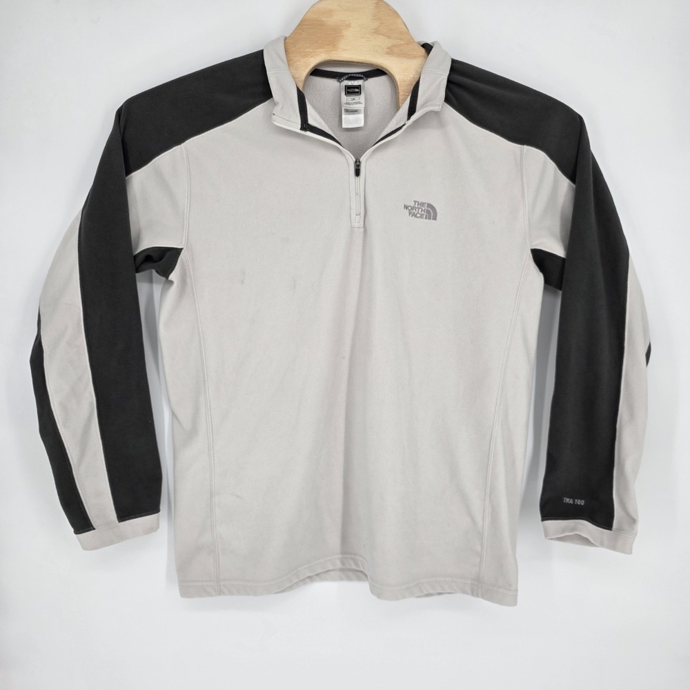 The North Face 1/4 Zip Fleece Sweatshirt Mens Large TKA 100 Glacier White Black
